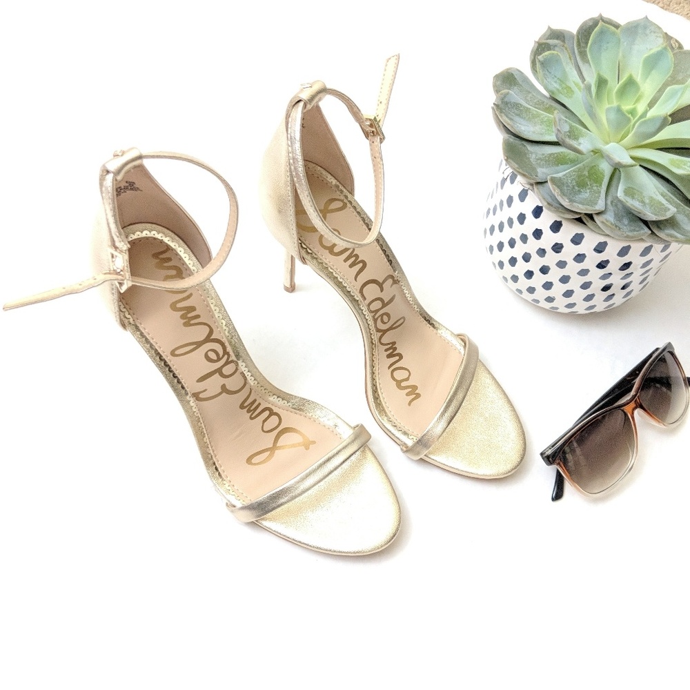 Sam Edelman Ariella Gold Ankle Strap Sandals - Picture 7 of 8